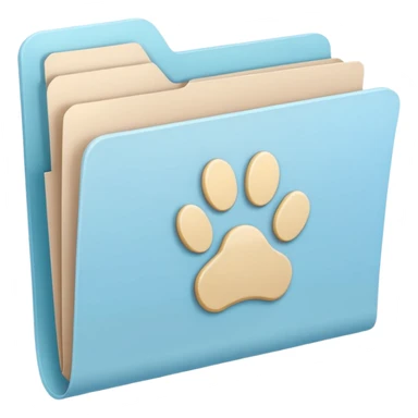 a pastel folder of documents with a pawprint on it sticker