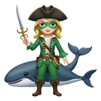 Pirate female whale, with green costume, full body sticker