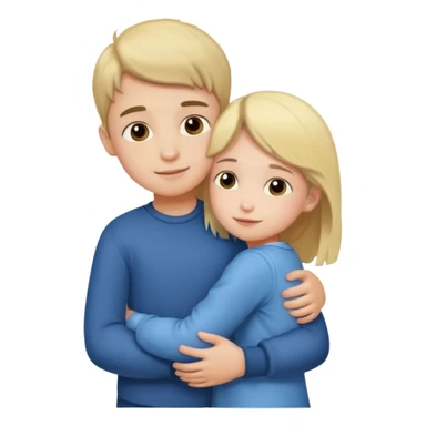 Boy and small girl hug sticker
