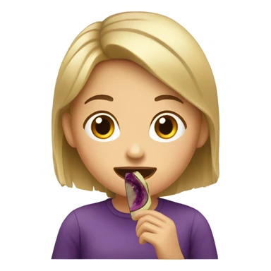 girl eating eggplant  sticker