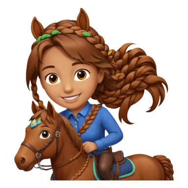 brown haired girl on a cheatnut hporse smiling' sticker
