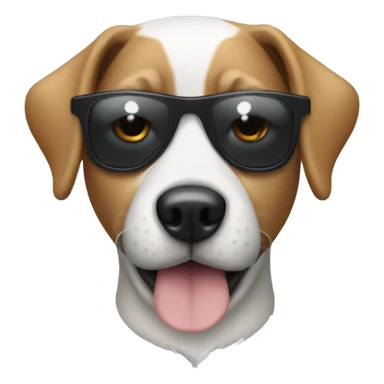 white and black dog with sunglasses and costume  sticker