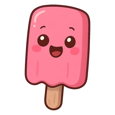 a cute pink popsicle, original design, big eyes, blushing cheeks, joyful sticker