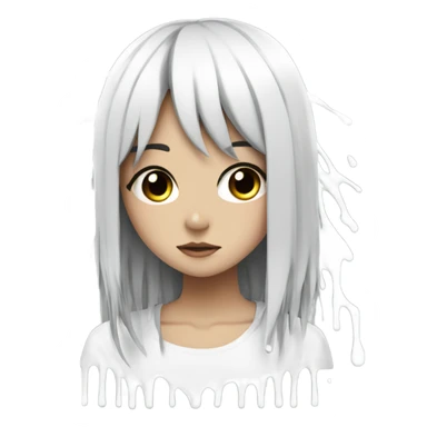 white paint dripping over an anime girl with black hair sticker