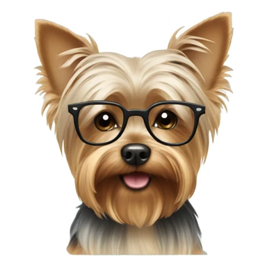 Yorkie with glasses sticker