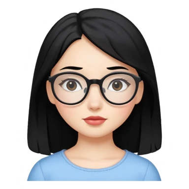 white baddie pretty girl with black hair and glasses, prettier, more like a Disney princess sticker