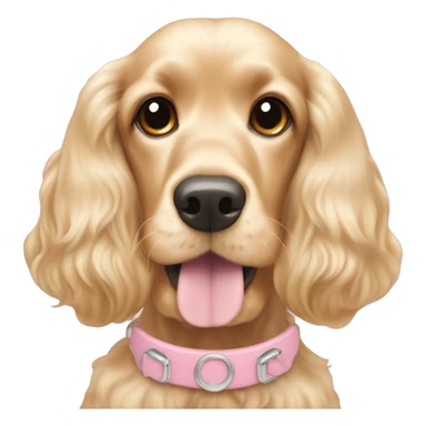Blond cocker spaniel wearing two light pink sleighbell sticker