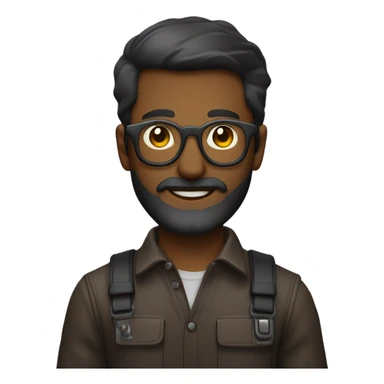 Ingeniero Electrónico piel café oscura con lentes grandes y barba corta sticker