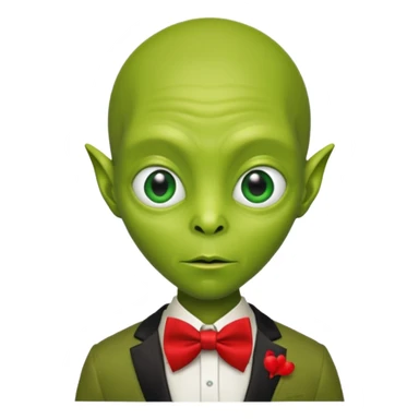 Green alien with red bowtie sticker
