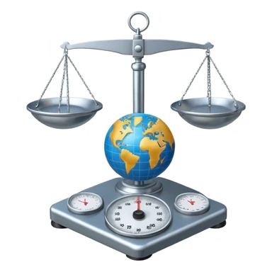 A globe on a weighing scale sticker