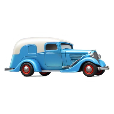 Hot wheels style, hot rod caravan,1935 pulling trailer,pearl blue  sticker