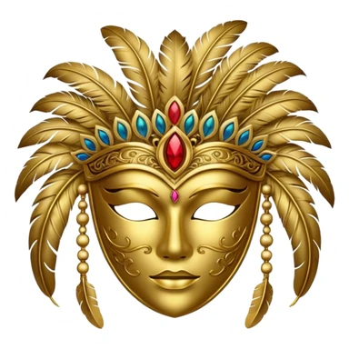 golden mask with feather sticker