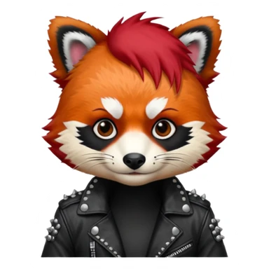 punk red panda with red and black hair sticker