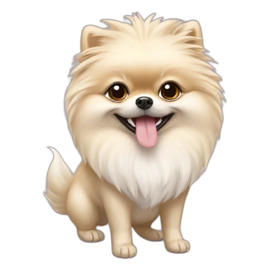 pomeranian-white-dinossaur-cloath sticker