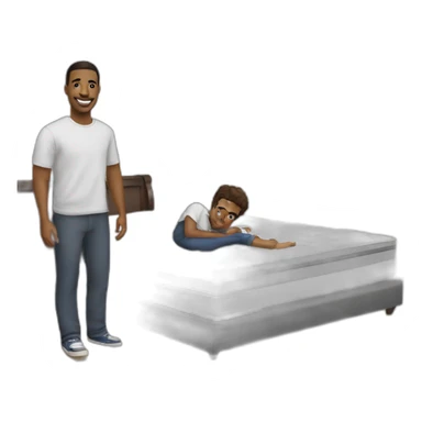 Cedric Doumbe with a mattress with “Jordan ” written on it sticker