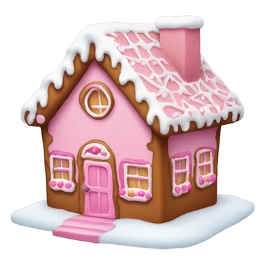 pink gingerbread house with snow  sticker