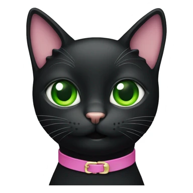 black cat with green eyes and pink collar sticker