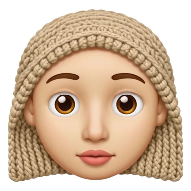 full face with nose, eyes, lips etc. look like knitted sticker