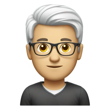 A white guy working on a laptop with glasses. Front view sticker