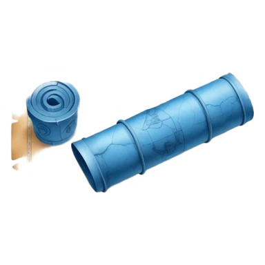 blue blueprint plan with white drawings like a treasure map sticker