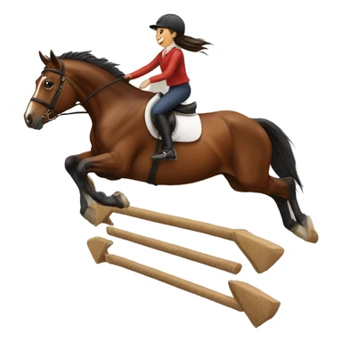 Girl and bay horse jumping sticker