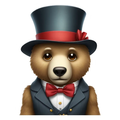 a robot bear with bowtie and tophat sticker