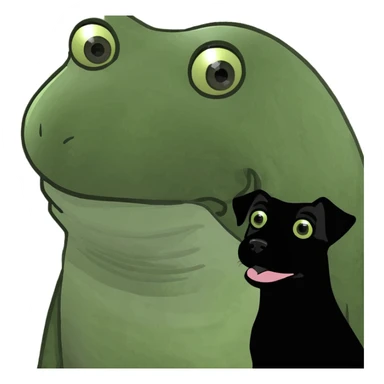 white cat with black dog sticker