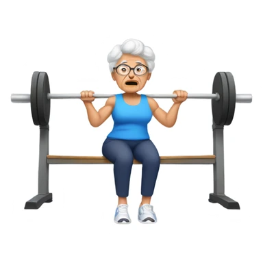 Grandma bench pressing sticker