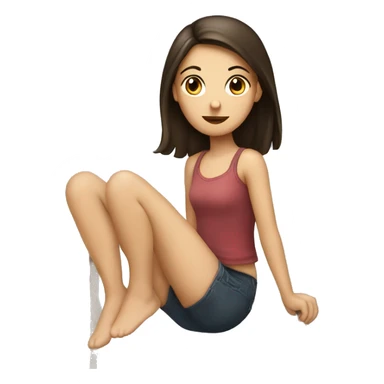 A brunette girl sits on the twine sticker