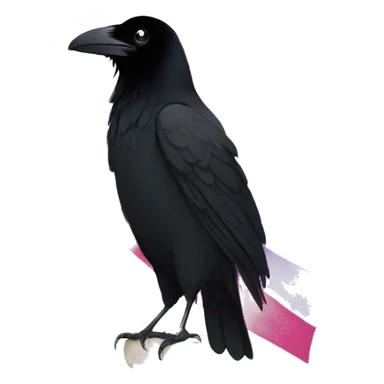 A raven holding a trans flag sticker