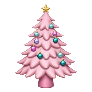 pastel pink christmas tree with pink ribbon sticker
