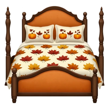 Vintage bed with fall pillows sticker