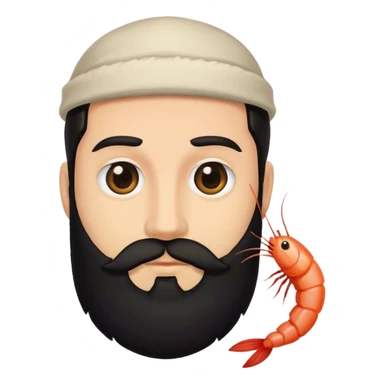phd caucasian graduate with balck beard but is the shrimp emoji sticker