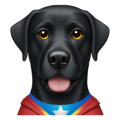 black lab wearing a superwoman mask sticker