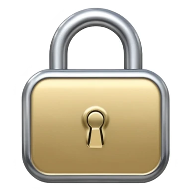 Chrome silver lock emoji, iOS emoji style, smooth metallic surface, rounded edges, reflective highlights, minimalistic sticker