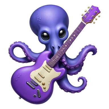 Blue octopus playing a purple guitar  sticker