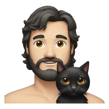Man with long black hair and beard, Caucasian, looks like Jack Black, with a black cat in his arms sticker