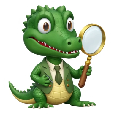 Add a solid white circle background behind the claymation style alligator professor with a magnifying glass, keeping the original style and lighting. sticker