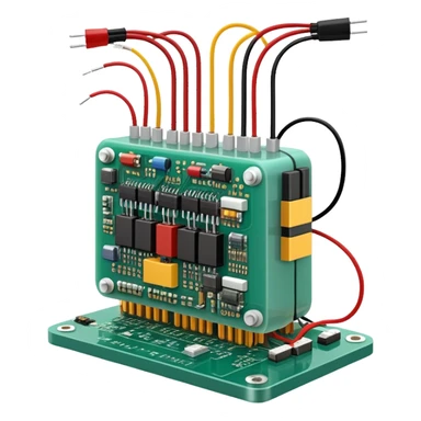 An icon featuring a circuit board, electrical wires, symbolizing electrical engineering. The design includes resistors, capacitors, and a power transformer, representing the study of electrical systems and innovation. Transparent background highlights modern electrical technology sticker