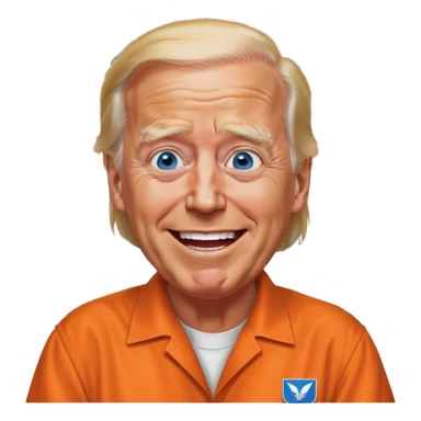 Trump blue eyes orange  jumpsuit in prison with bars with Joe Biden outside laughing at him sticker