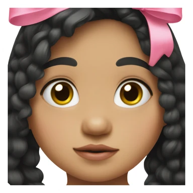 Mexican toddler girl with long black hair and pink bow sticker