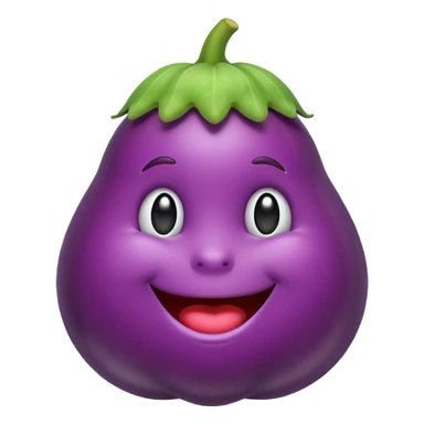 drooling eggplant shaped emoji in early Apple emoji style with minimal shading sticker