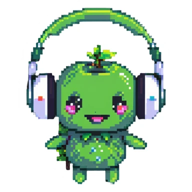 green pea wearing headphones sticker