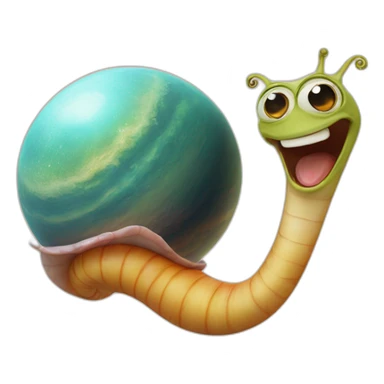 planet Venus with a cartoon grimacing snail face sticker