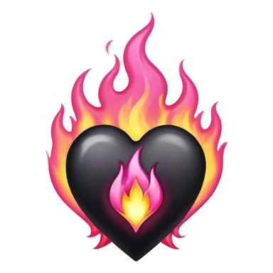 black heart with pink flame sticker