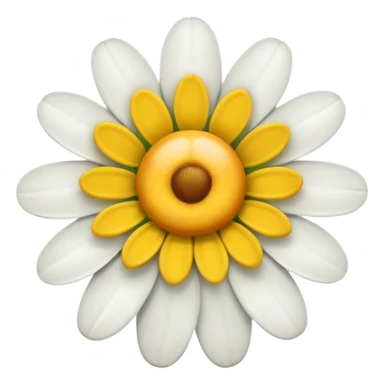 daisy flower, top view, apple style emoji, slightly different petal arrangement sticker