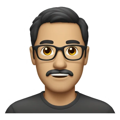 dark hair dark eye man with short mustache wearing glasses sticker