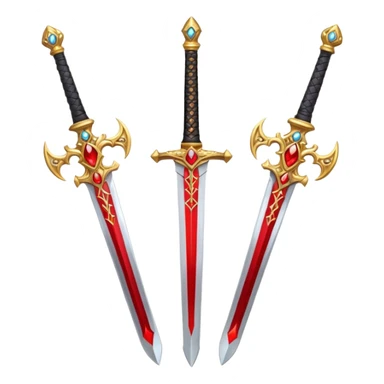 Two Golden royal swords with red gems sticker