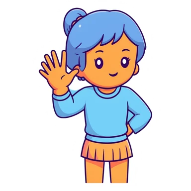 girl wearing pastel blue clothes shrugging with hands spread out in an "I don't know" gesture sticker