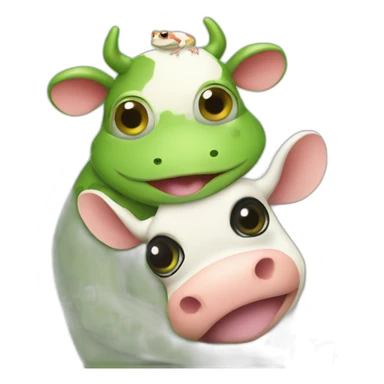 Frog hugging a cow sticker